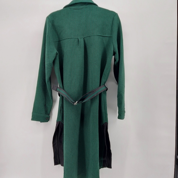 Current air houndstooth belted shirt dress Green and Black Houndstooth Medium - Picture 8 of 9